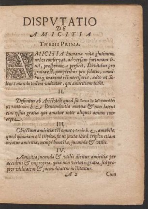 Disputatio De Amicitia