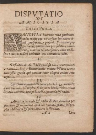 Disputatio De Amicitia