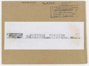 Wettbewerb II. Bauabschnitt der Karl-Marx-Allee: Ansichtszeichnung. Berlin, Mitte/Friedrichshain, Stalinallee (vor 1949 Frankfurter Allee, seit 1961 Karl-Marx-Allee)/Strausberger Platz/Alexanderplatz/Schillingstraße