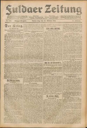 Ausgabe vom Donnerstag, den 22. Oktober 1914.