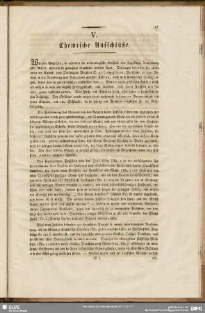 V. Chemische Aufschlüße