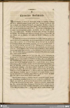 V. Chemische Aufschlüße