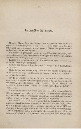 La géométrie des masses.