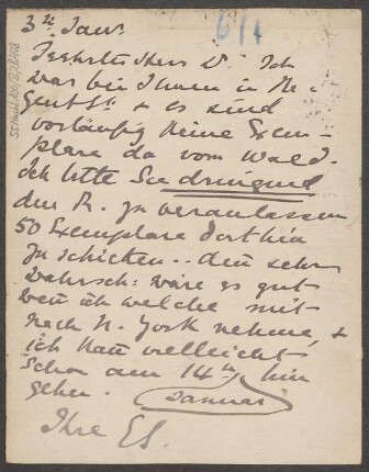 Brief an Ludwig Strecker <senior> und B. Schott's Söhne : 03.01.1903