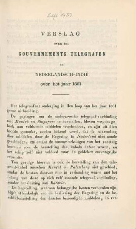 Verslag ... over het jaar 1861