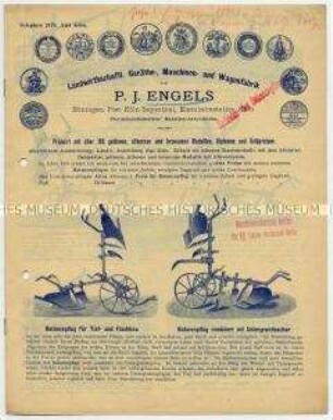 Pflüge, Eggen, Walzen, Rechen, Drill-, Mähmaschinen u.a.