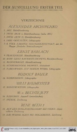 Verzeichnis (Nr. 1-319)