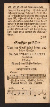 Seuffzer zu Gott Umb ein Christliches Leben und seeliges Sterben.