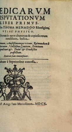 Medicarum disputationum liber ..., 1