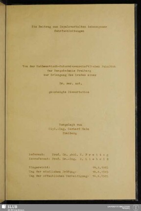Ein Beitrag zum Impulsverhalten inhomogener Mehrfachleitungen
