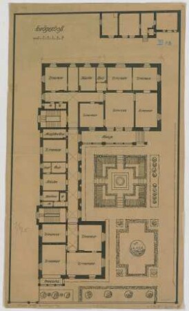 Thiersch, August ; München, Georgenstr. 4; Wohnhaus Steinmetz - Grundriss EG