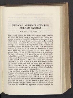 Medical missions and the purdah system