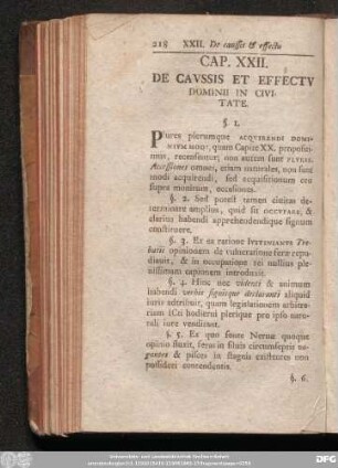 Cap. XXII. De Caussis Et Effectu Dominii In Civitate.