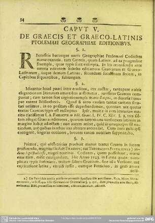 Caput V. De Graecis Et Graeco-Latinis Ptolomaei Geographiae Editionibus