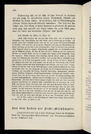 634-635, Aus dem Leben der Nicht-Mitkämpfer, Veränderte Adressen, Nachrichten von andern Korps