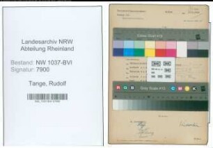 Entnazifizierung Rudolf Tange , geb. 24.10.1901 (Arbeiter)