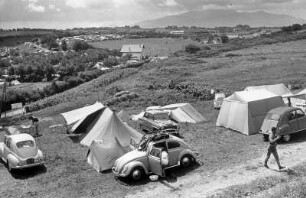 Urlaub in Frankreich. Auf einem Campingplatz