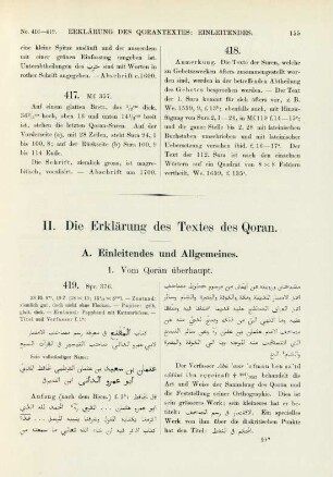 1. Vom Qorān überhaupt (No. 419-450)