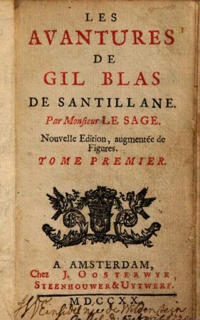 Les avantures de Gil Blas de Santillane, Tome premier