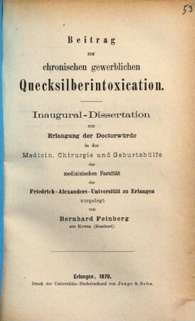 Beitrag zur chronischen gewerblichen Quecksilberintoxication