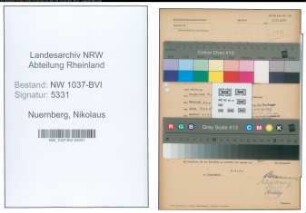 Entnazifizierung Nikolaus Nuernberg , geb. 13.09.1897 (Bauingenieur)