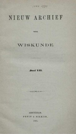 7: Nieuw archief voor wiskunde