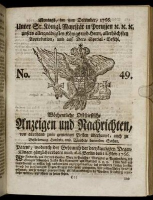 No. 49. Montags, den 8ten December, 1766.
