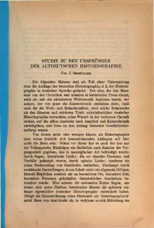 Studien zu den Ursprüngen der altdeutschen Historiographie