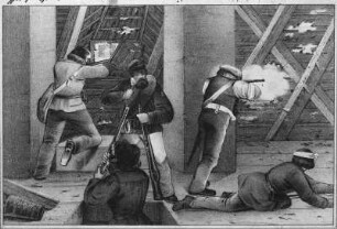 Dachstuben-Szene aus der Mai-Revolution in Dresden 1849