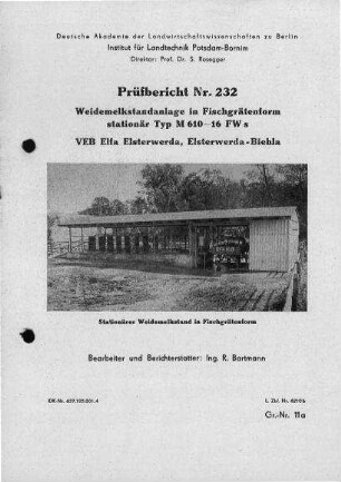 Stationäre Weidemelkstandanlage, Typ M 610 - 16 FW s