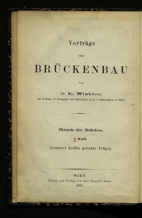 Teil 1, H. 1: Aeussere Kräfte gerader Träger