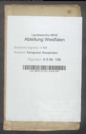 Parteiakte i. S. Hofkammerrat Schneidewind in Lügde ./. Domkapitel Paderborn wegen Verlängerung des Pachtvertrags für das Ökonomiiegebäude zu Lügde