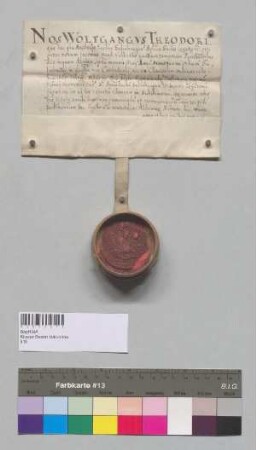 Erzbischof Wolf Dietrich von Salzburg bestätigt, den Sigismund Dullinger, Konventualen in Kloster Seeon, in der Kathedrale in Salzburg zum Subdiakon geweiht zu haben. S: Erzbischof Wolf Dietrich von Salzburg