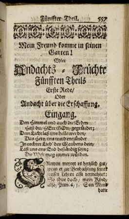 Fünfften Theils.