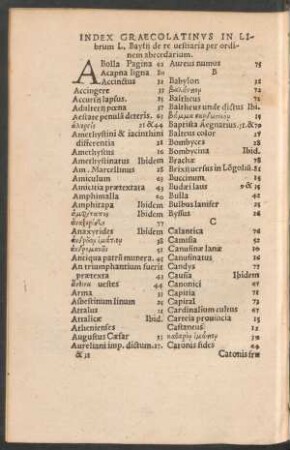 Index Graecolatinus In Librum L. Bayfii de re vestiaria ...