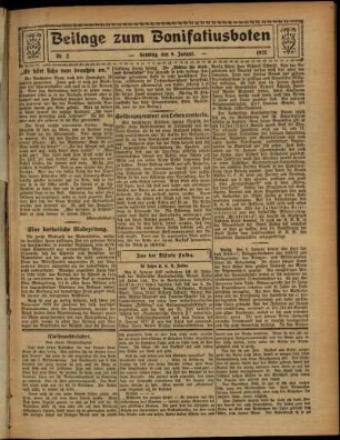 Zweite Ausgabe vom Sonntag, den 09. Januar 1927.