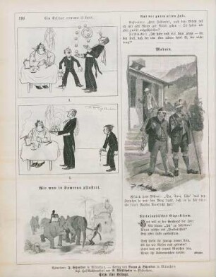 "Ein Kellner comme il faut" "Wie man in Kamerun pflastert" "Modern"