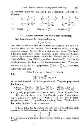 § 275. Äquidistanzcurven und Cayley'sche Gleichung.