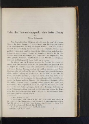 Ueber den Umwandlungspunkt einer festen Lösung.