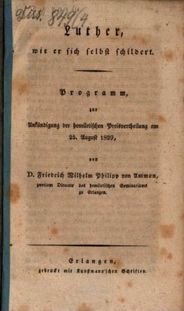 Luther, wie er sich selbst schildert