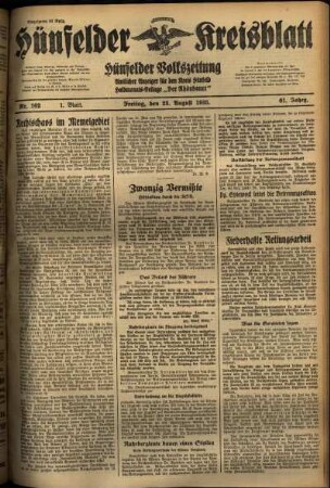 Erste Ausgabe vom Freitag, den 23. August 1935.