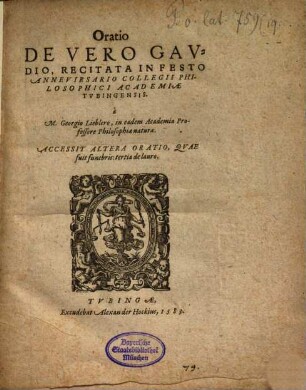 Oratio de vero gaudio ...