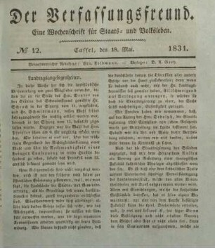№ 12. Cassel, den 18. Mai. 1831.