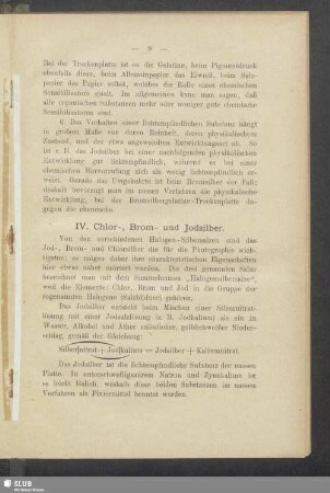 IV. Chlor-, Brom- und Jodsilber