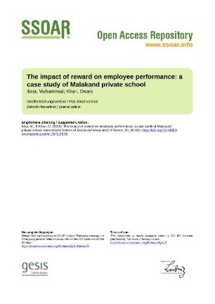 The impact of reward on employee performance: a case study of Malakand private school