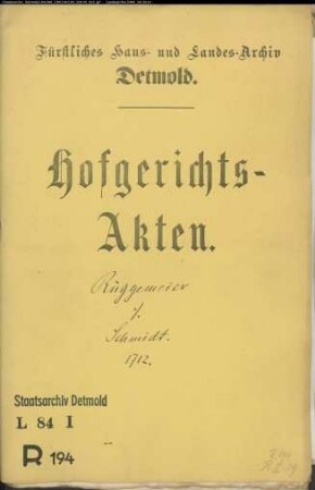 Rüggemeyer, Hans zu Bentorf gegen Hans Schmid, genannt Klemme und Hans Johanning zu Bentorf - Verpfändetes Land