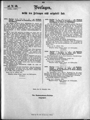Anlage: ad No.50 (1034-1037), Vorlagen, welche den Zeitungen nicht mitgeteilt sind