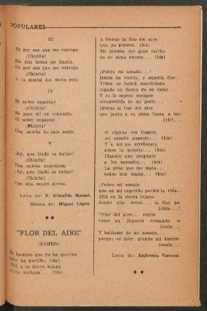 "Flor del aire" : (Zamba)