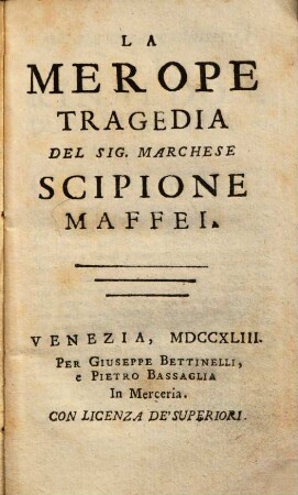 La Merope : tragedia
