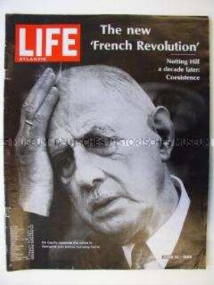 Internationale Ausgabe des US-Magazins "LIFE" über die Unruhen in Frankreich 1968